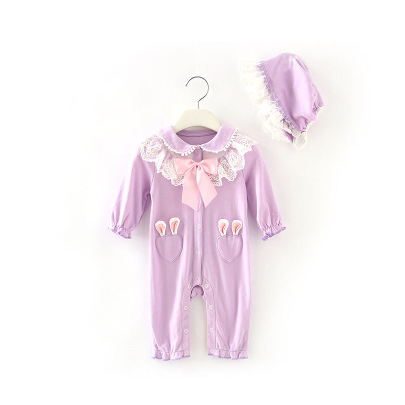 Newborn girl baby cotton long sleeved jumpsuit Lolita climbing suit 3M-18M