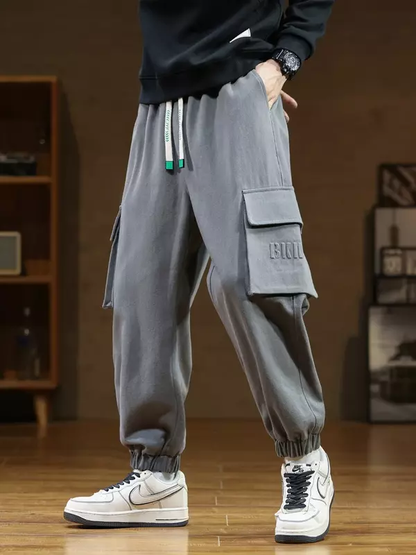 2024 New Autumn Cargo Pants Men Multi-Pockets HIP Hop Streetwear Cotton Casual Baggy Joggers Male Harem Trousers Large Size 8XL