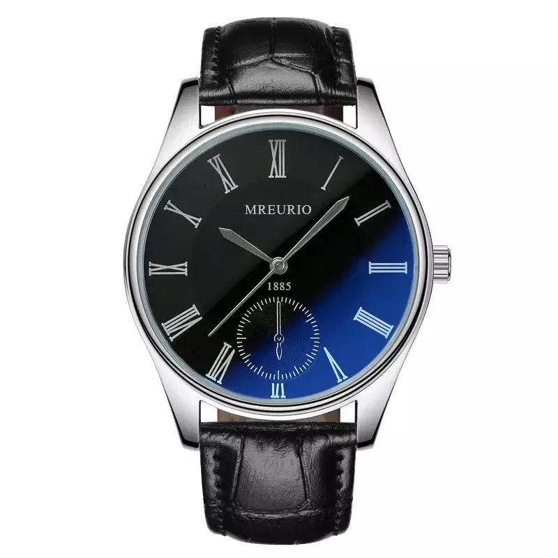 Jam tangan modis bisnis pria dengan sabuk cahaya biru