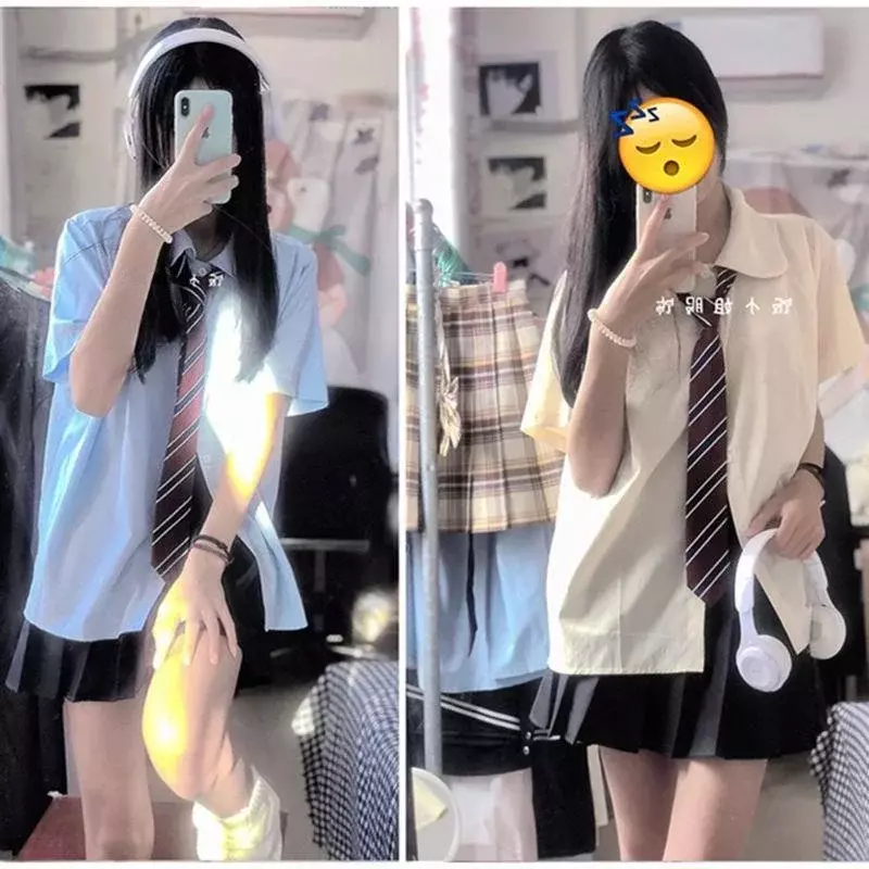 Wykonane w Japonii zaopatrzenie szkolne wyczucie Jk jednolity koszule damskie dopasowane do Top prosty plisowana spódnica dwuczęściowy garnitur