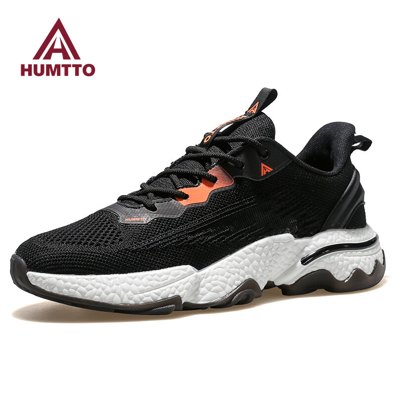 HUMTTO รองเท้าผ้าใบผู้ชาย Luxury Designer รองเท้าวิ่งสำหรับบุรุษใหม่แบรนด์หนังแฟชั่นกีฬา Casual รองเท้าสีดำ trainers