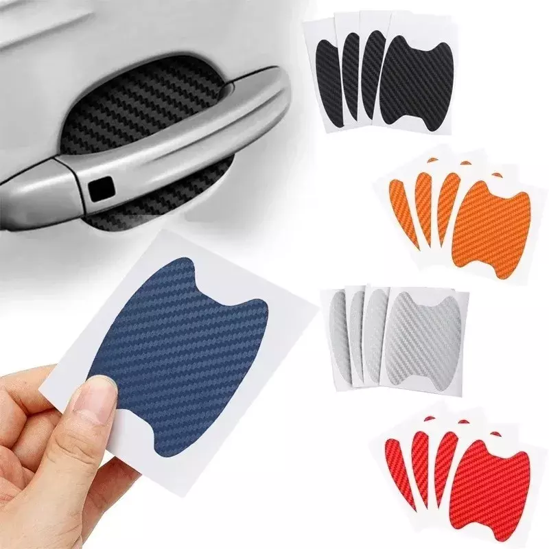 Carbon Fiber Scratches Resistant Cover, Adesivo da porta do carro, Auto Handle Protection Film, Exterior Styling Acessórios do carro, 4pcs por conjunto