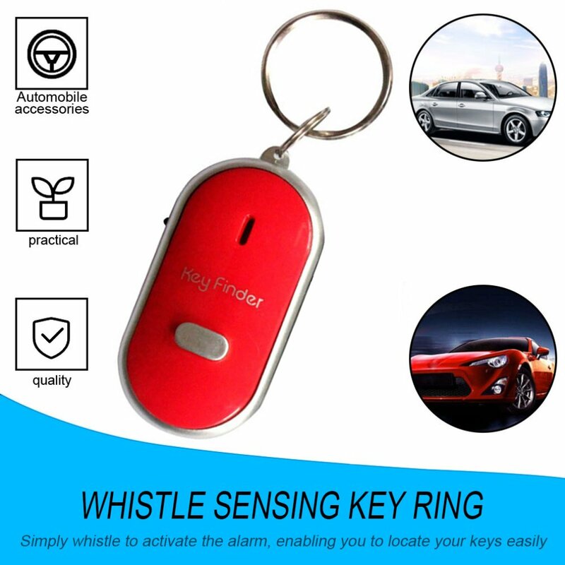 Gantungan Kunci Anti hilang, gantungan kunci pencari lokasi pintar, peluit, kontrol suara LED, senter portabel