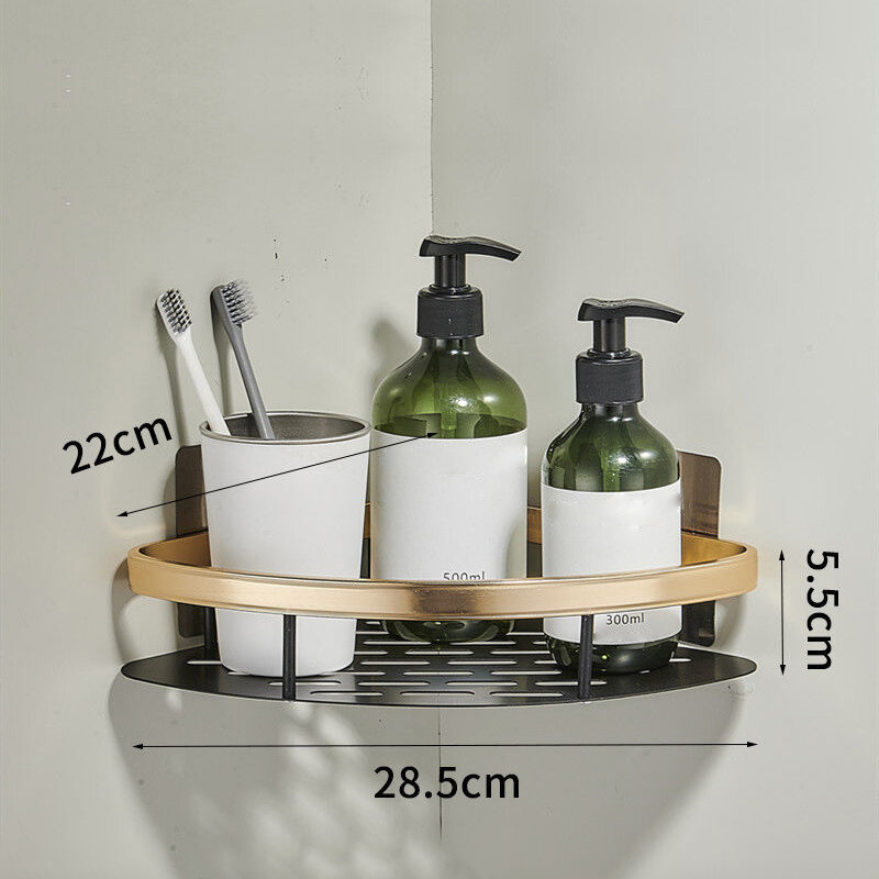 Półka łazienkowa stojak na szampon ze stopu aluminium Organizer na kosmetyki Organizer półka po prysznic akcesoria łazienkowe bez wiertła narożnik ścienny półka