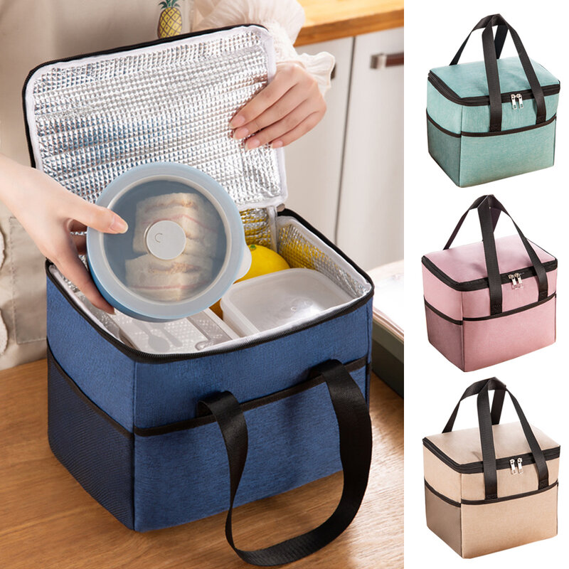 1pcs Portable Lunch Bag Insulated Refrigerated Food Safety Warm Lunch Bag Girls Warm Food Picnic Lunch Bag Adult Lunch Bag