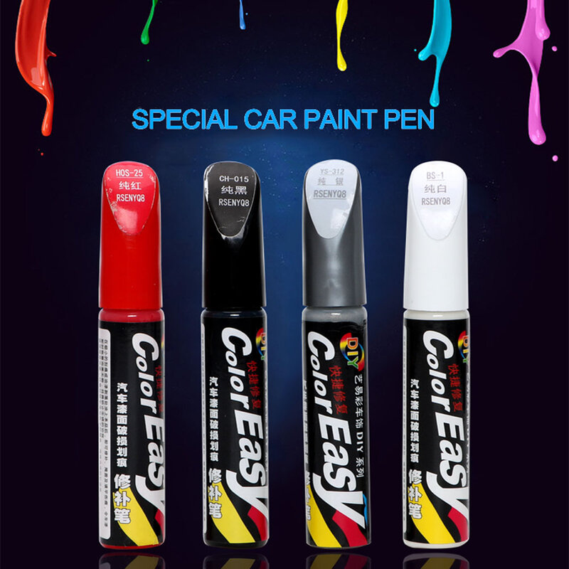 Juego de bolígrafos de retoque para coche, pintura para superficie de coche, reparación de arañazos, blanco, gris, Negro, Rojo, colores mezclados