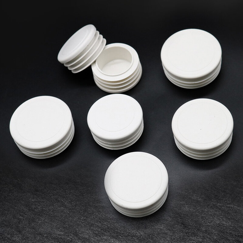 2/5/10Pcs Round White Plastic Blanking End Inserts Bung Cap Caps Steel Pipe Plug For Chair Legs Protectors Diameter 16-50mm
