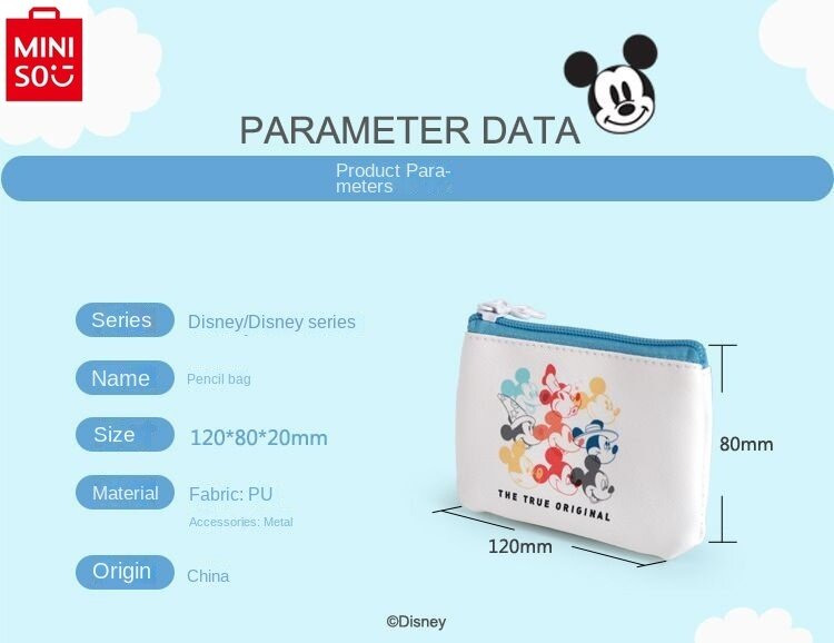 Disney mickey cartoon imprimir multi-funcional saco de armazenamento para estudante, zero carteira, disney, novo, 2024