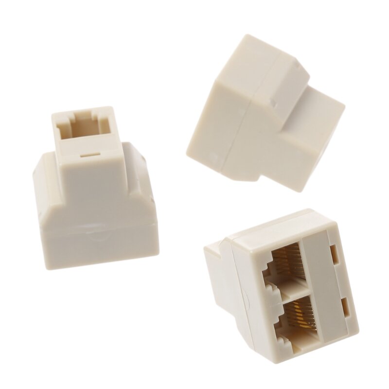 3Pcs 1 To 2 Way LAN Ethernet Cable RJ45 Female Splitter Connector Adapte