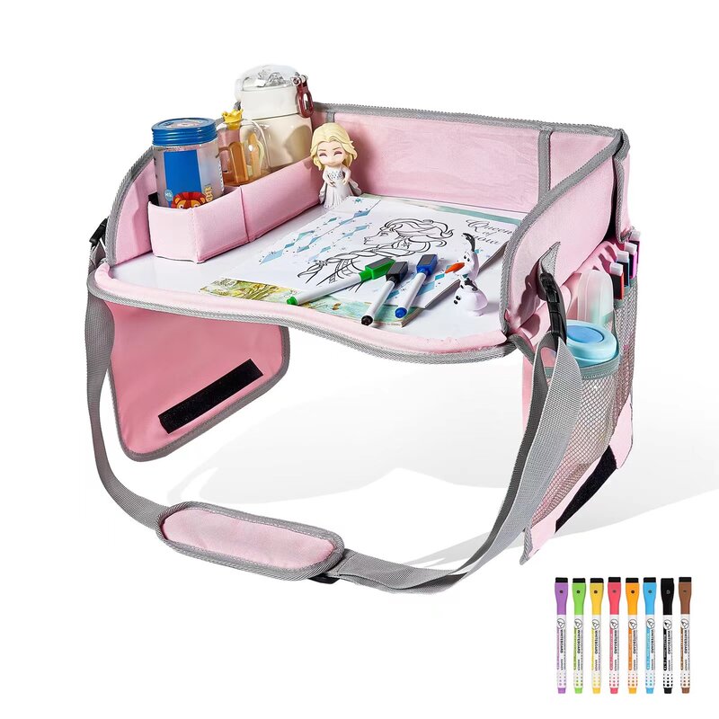 Car Seat Travel Tray Safety Seat Play Table Organizer Storage Snacks Toys Cup Holder Waterproof For Baby Children Kids Stroller