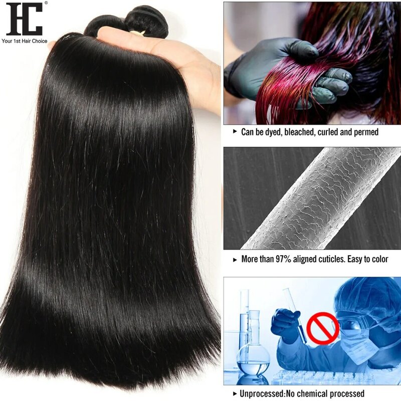 40" Straight Weave Bundles With Closure 5x5 Lace Part Closure With 3 4 Bundles Brazilian 100% Human Hair Extensions With Closure
