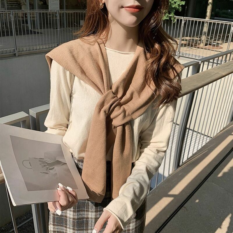 Women Autumn And Winter Scarf Accessories Cross Solid Color Wraps Korean Style Scarves Knitted Wool Scarf Female Cashmere Shawl