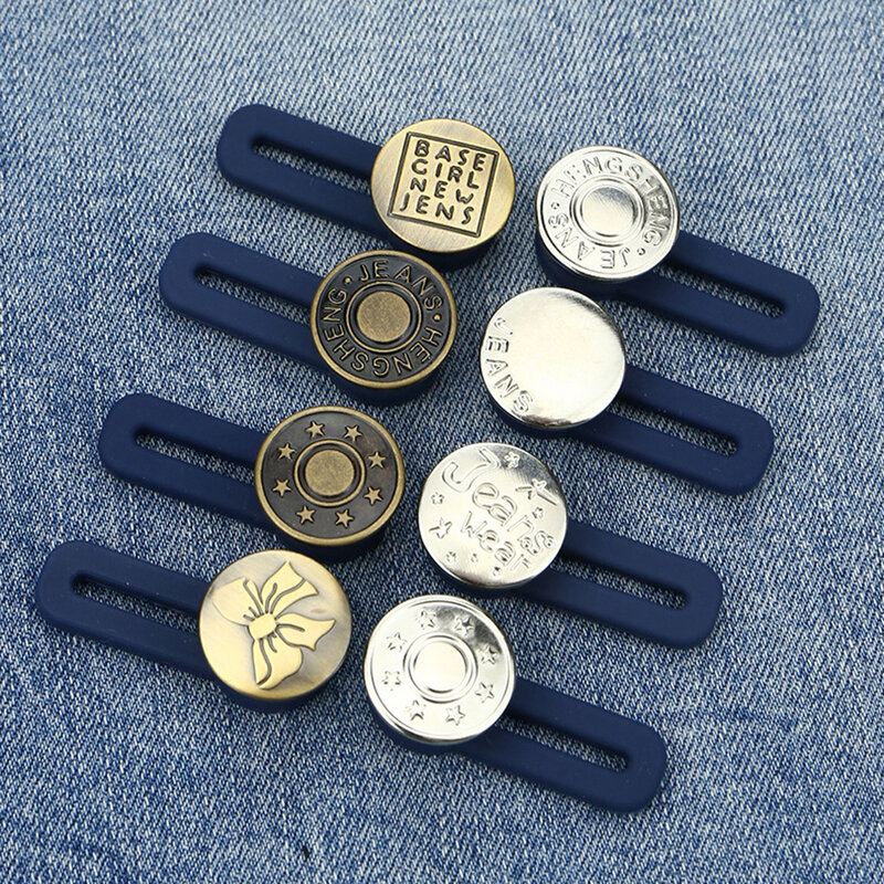 Botones de hebilla retráctiles para ropa, botones extendidos de Metal con letras, lazo, estrella, cintura, aumento de cintura, 1 unidad