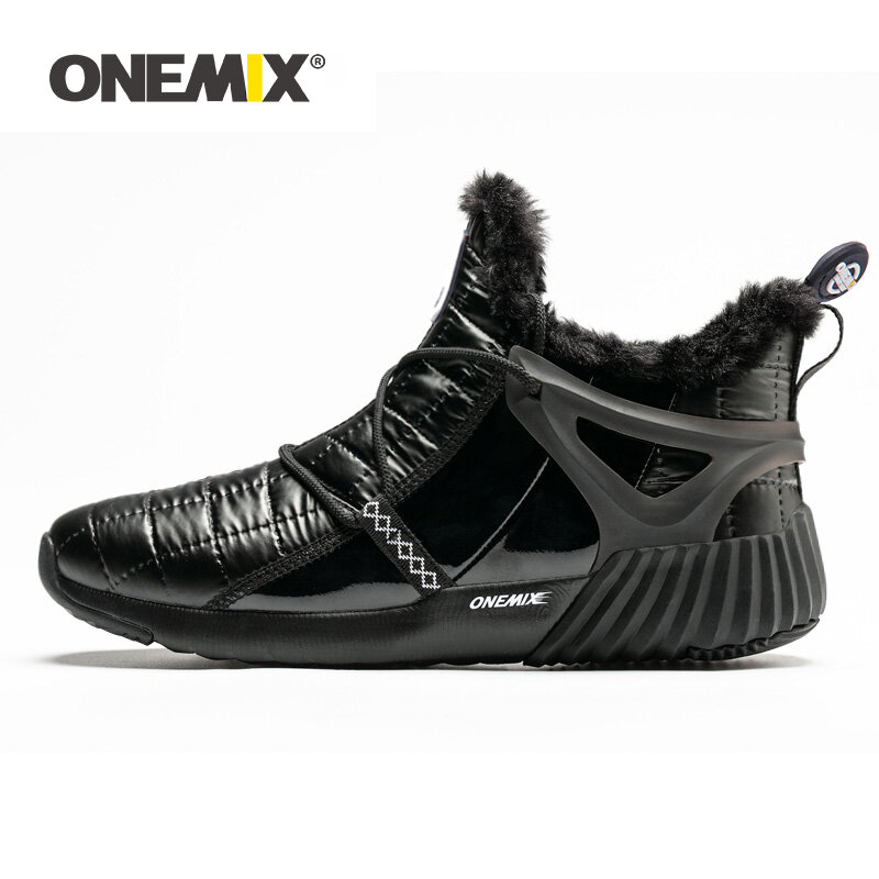 ONEMIX Winter Men's Boots Keep Warm Wool Trekking Sneakers Outdoor Unisex Mountain Waterproof Hiking Running Shoes for Man