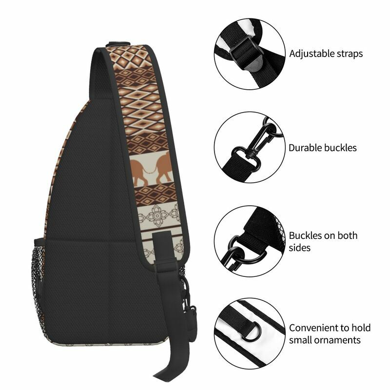 Нагрудная сумка через плечо с геометрическим рисунком слона, мужской крутой богемный плечевой рюкзак для походов
