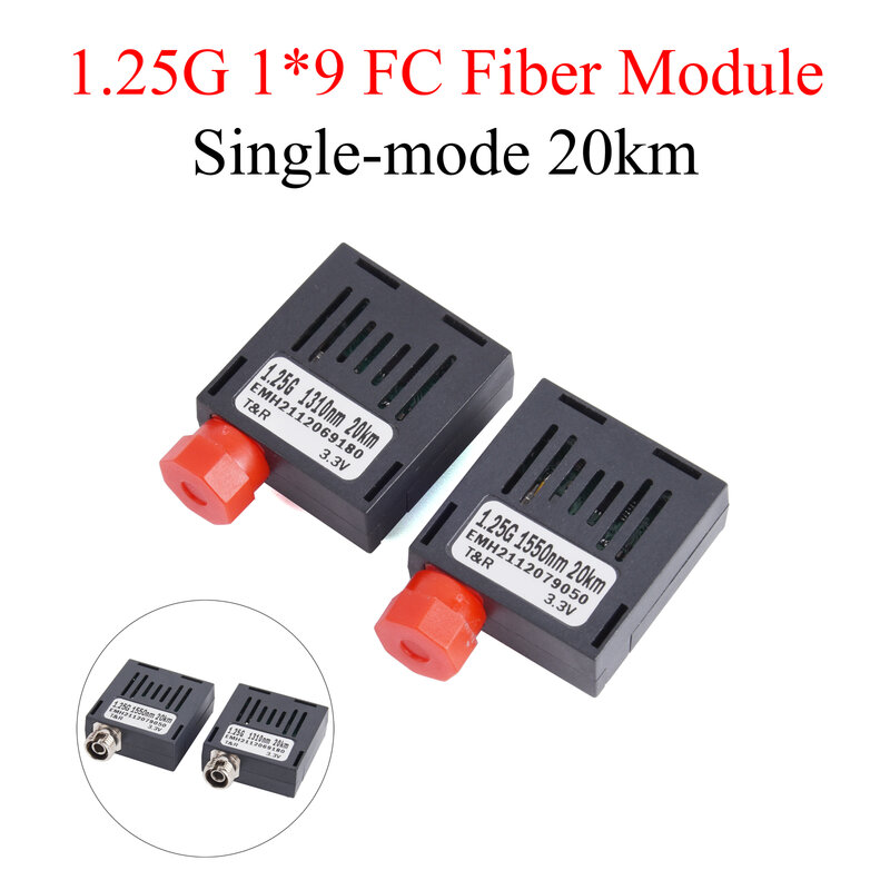 1Pair 1*9 Gigabit Fiber Optical Module 1000M FC UPC APC 1.25G Single Mode 20KM 1310nm/1550nm Fiber Send and Receive A+B Kit