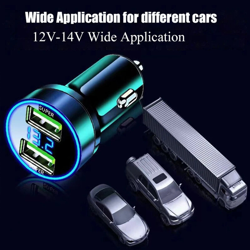 Carregador de carro de portas USB duplas, Carregamento Super Rápido com Display Digital, Adaptador de Carregamento Rápido para iPhone, Samsung, Xiaomi, 240W, 120W