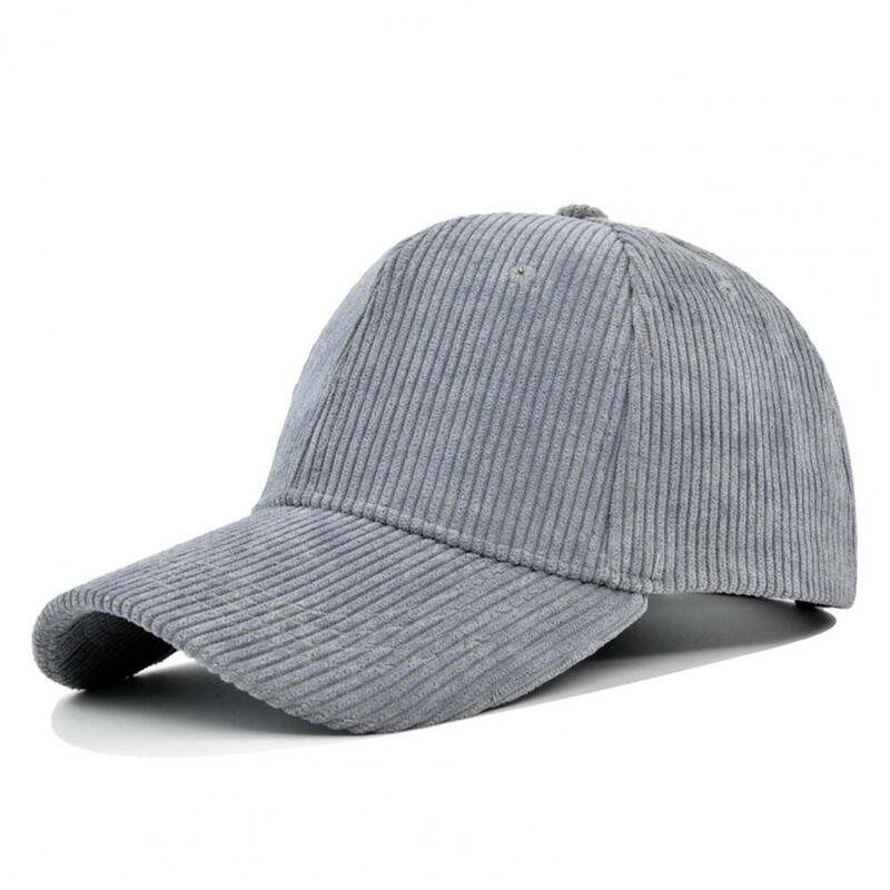 Topi bisbol cuaca termal uniseks, topi bisbol dengan tepi melengkung panjang tekstur bergaris untuk pelindung matahari