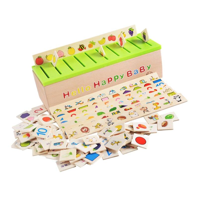 1 caja de madera para clasificación de juguetes, juguetes educativos Montessori, clasificación de materiales