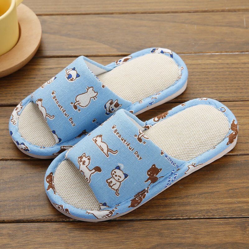 Children Shoes Home Slippers Baby Cartoon Warm Non-slip Home Shoes Girls Indoor Bedroom Boys Flax House Slippers Four Seasons