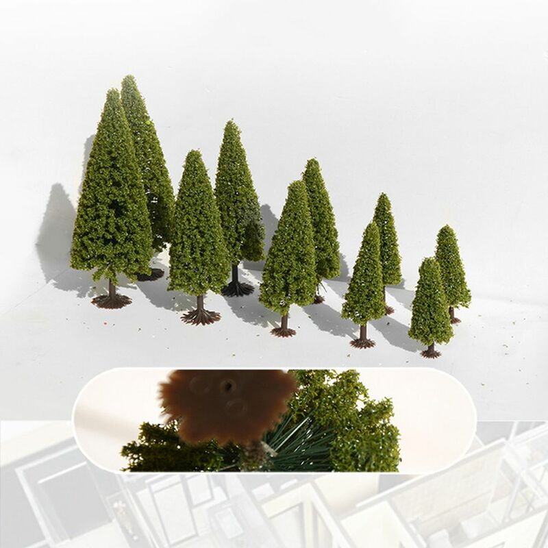 Modelo de construcción de piezas para bricolaje, mesa de arena, Material de pino, paisaje verde, alambre de árbol de Navidad, torre de pino, 10 Uds.
