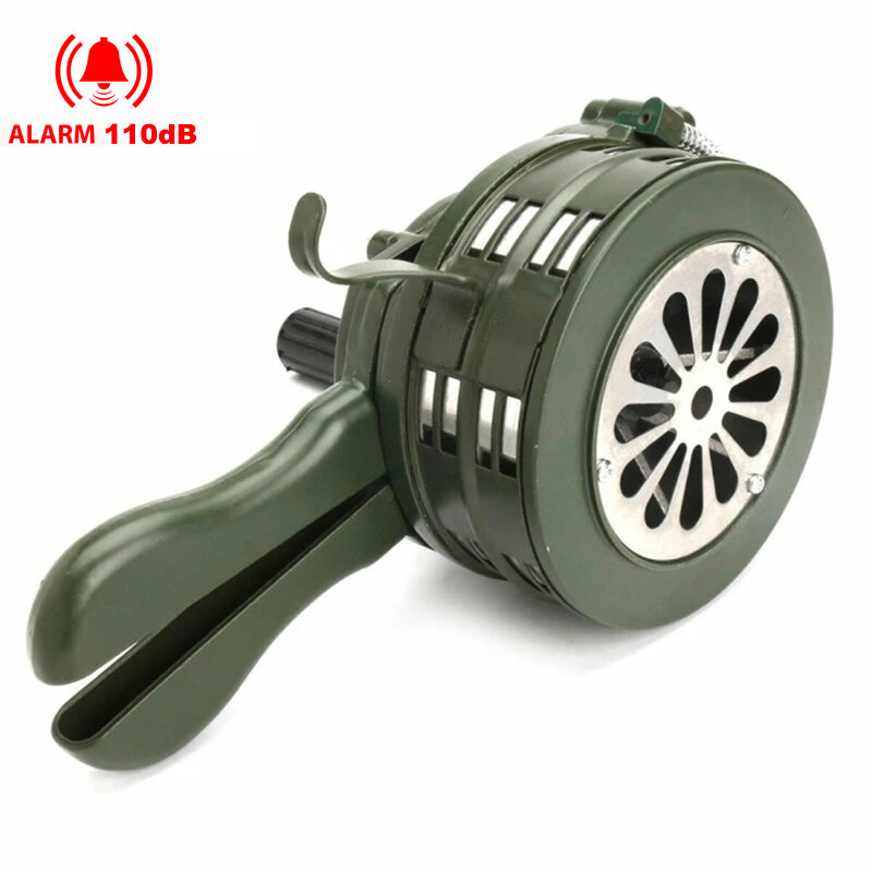 110dB ręczny metalowy Alarm korba ręczna syrena alarmowa Air Raid bezpieczeństwo w razie wypadku syrena ostrzegawcza do zapobiegania powodziom