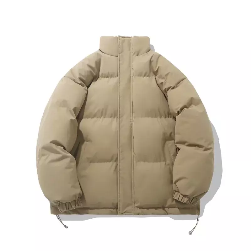 Y2K jaket Puffer hangat Vintage wanita, mantel empuk katun desain ritsleting leher tinggi musim gugur dan musim dingin