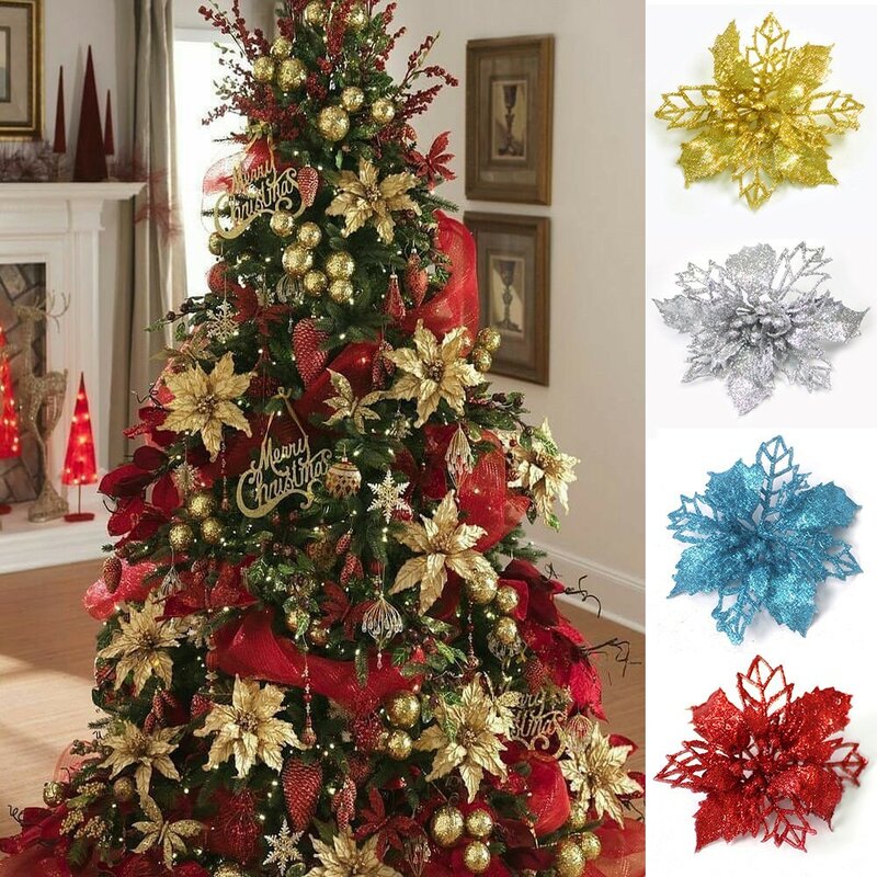Árvore De Natal Pingente Ornamentos, Flores Artificiais, Decoração De Atmosfera Festiva, Decorações De Casa, 9cm