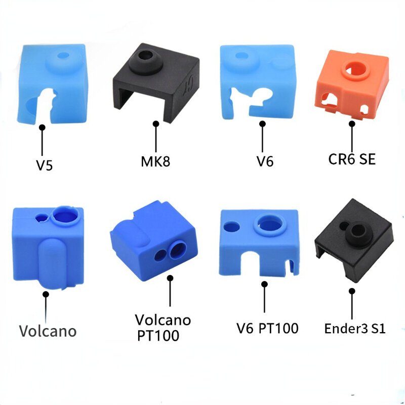 Per E3DV6/V5 MK8/Volnaco/Volcano PT100/CR-10/CR6 SE/Ender3S1 blocco di calore calzino manicotto in Silicone riscaldatore blocco di protezione Hotend
