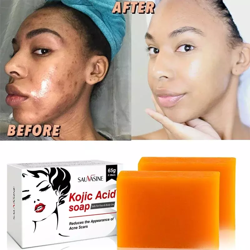 65g x2 Kojic Acid Soap Kit Facial Cleaning Pores Dirt Acne Blackhead Anti-Acne Remove Deep Cleaning Oil Control Whitening Skin