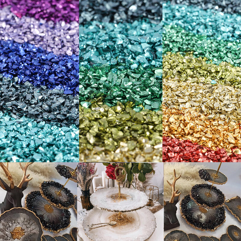 20/50g Glass Metal Crushed Stone Filler DIY Table Decoration Cake Fruit Coaster Filling Decorative Crystal For Epoxy Resin Mold