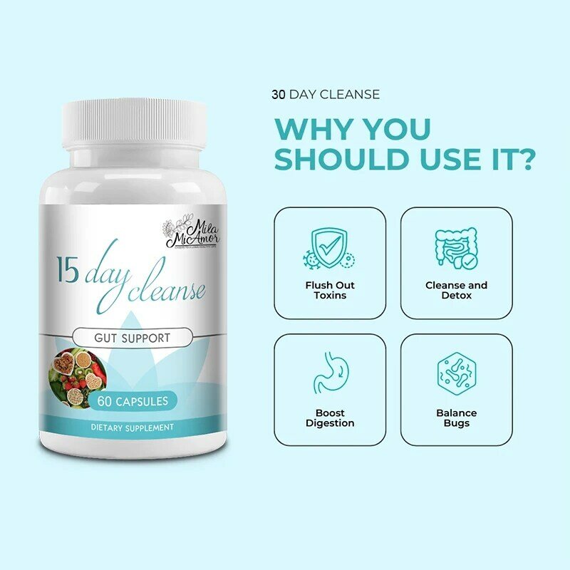 Gut and Colon Support 15-day Cleanse and Detox To Reduce Abdominal Pain, Bloating, Constipation and Aid Gut Health