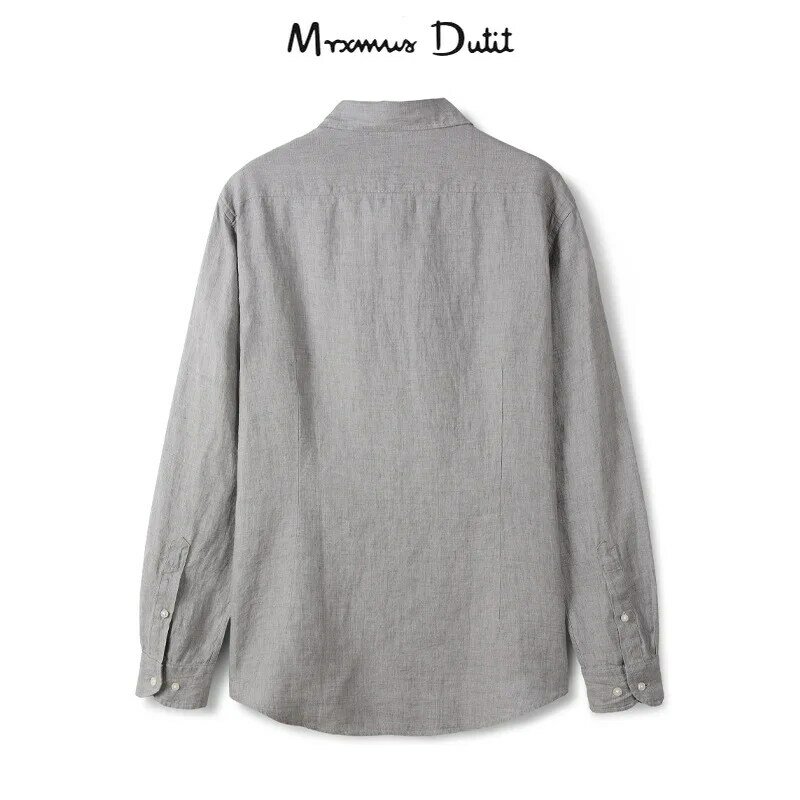 Mrxmus Dutit-camisa de lino de alta gama para hombre, camisa de manga larga, Top informal de negocios, novedad de primavera y verano, 2023