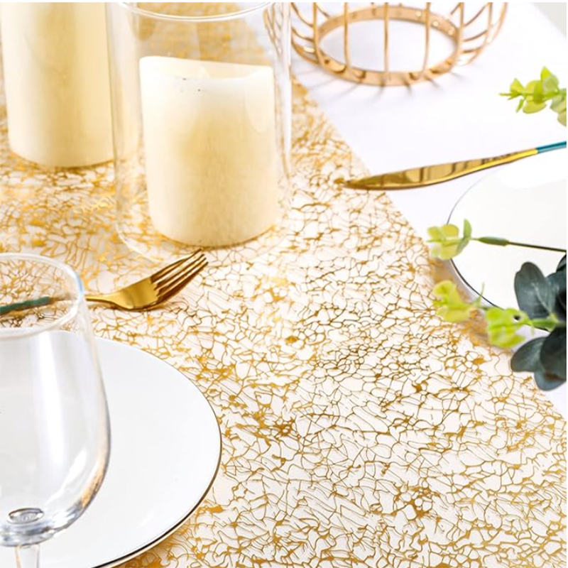 Camino de mesa dorado con purpurina metálica, Rollo metálico rectangular para cumpleaños, boda, decoración de mesa de Navidad para el hogar