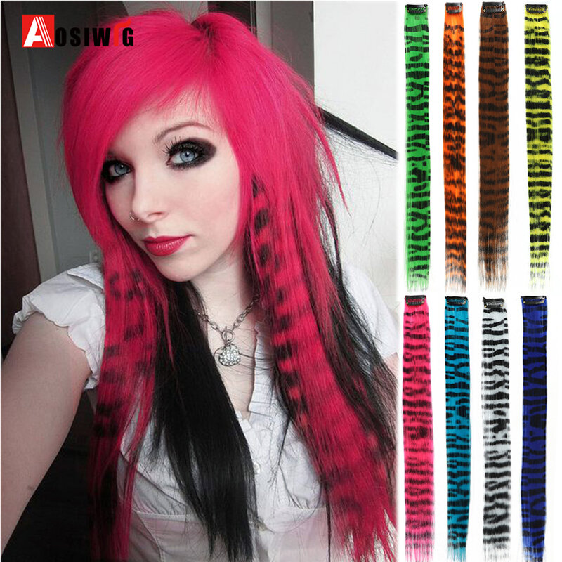 Extensiones de cabello de plumas sintéticas de colores para mujer, extensión de cabello falso de colores mezclados, cabello liso