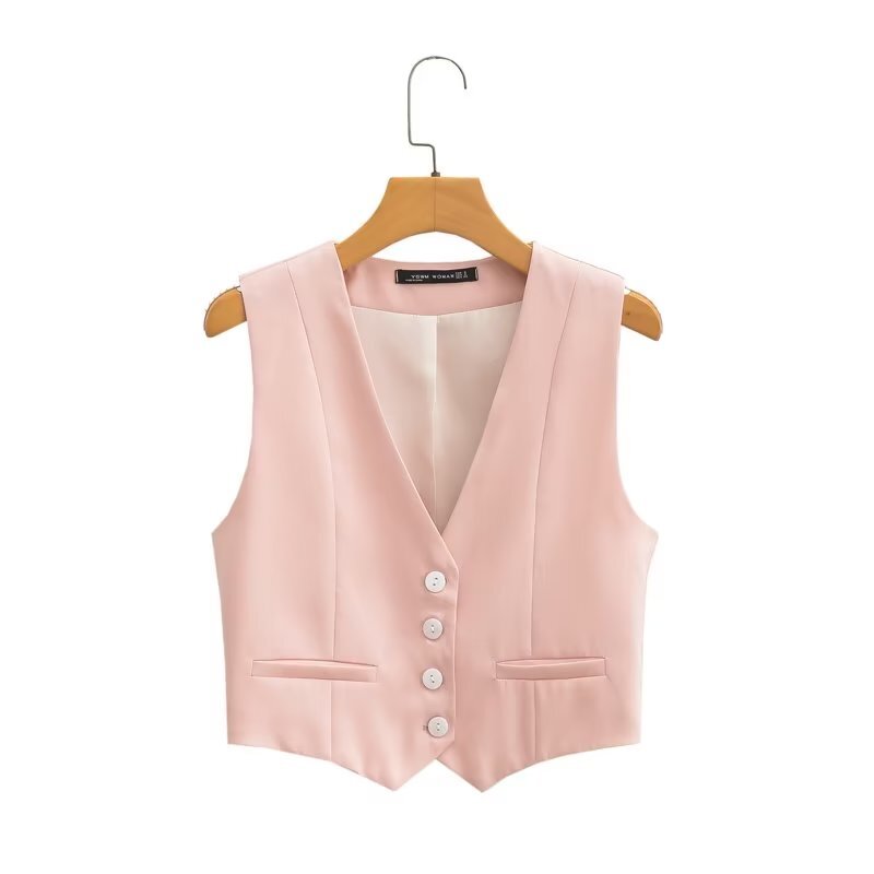 Zevity Vrouwen Mode V-Hals Single Breasted Korte Vest Office Lady Mouwloze Chic Wit Pak Zakelijk Slank Vest Tops Ct556