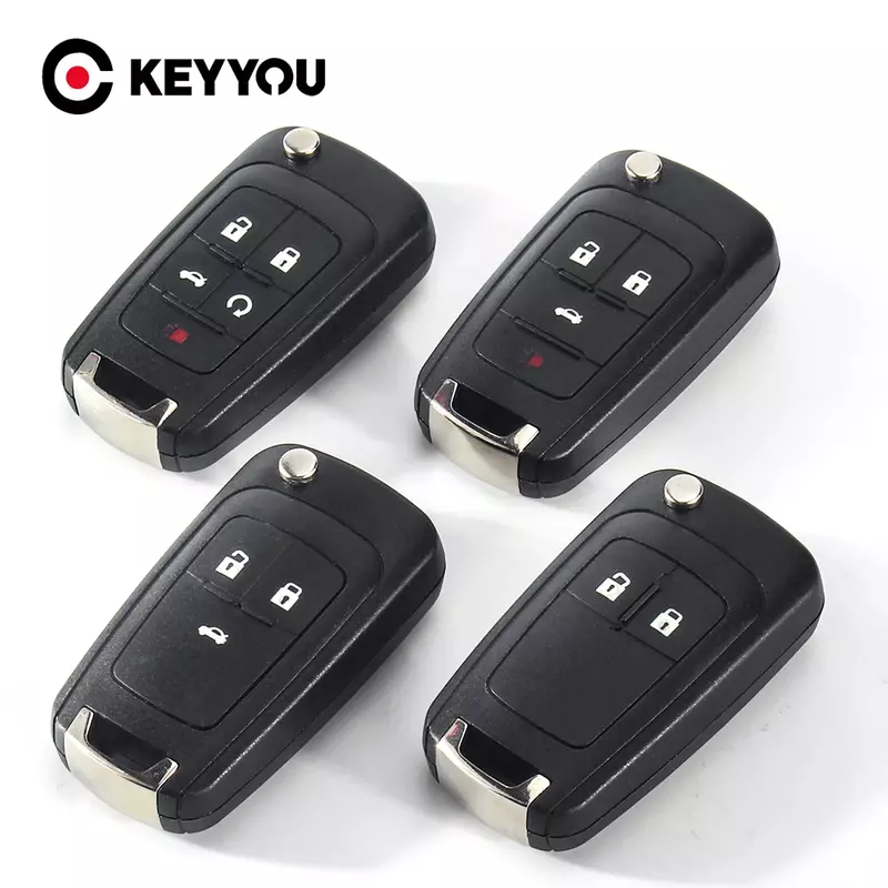 KEYYOU – coque pour clé télécommande de voiture pliable, 2 boutons, compatible avec VAUXHALL OPEL Insignia Astra J Mokka Adam Cascade Karl Zafira C