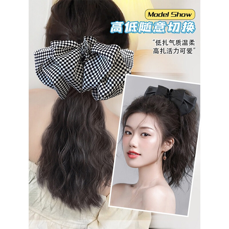 Peruca de rabo de cavalo sintético com grampo de cabelo para mulheres, extensão ondulada do cabelo encaracolado, elegante, nova