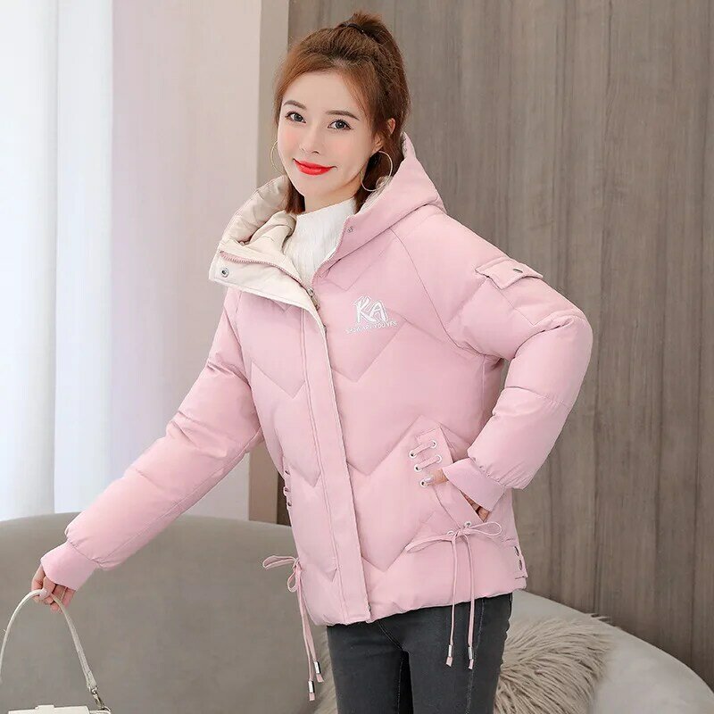 Hooded Thick Warm Coats Fashion Female Letters Print Jacket Women's Cotton Padded Parka Outerwear  New Parkas Winter Jackets