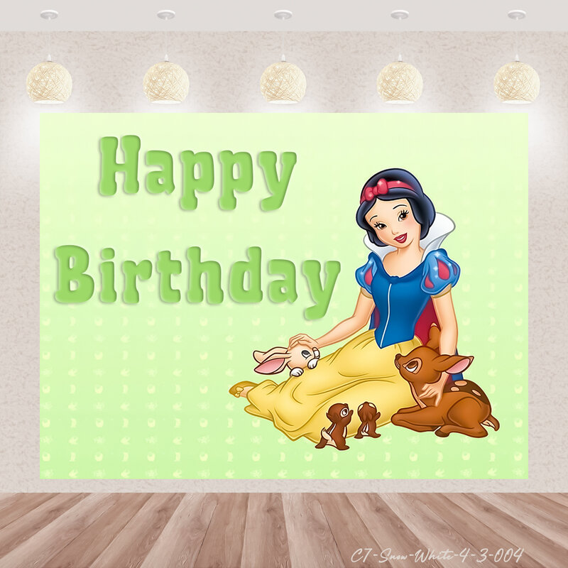 Snow White Princess Background Happy Birthday Party Baby Shower Photography Vinyl Background Room Decor Supplies Photo Poster