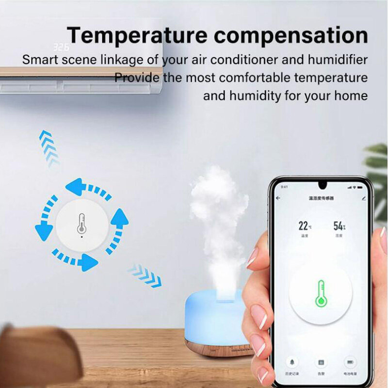 Ihseno Real Time Tuya Smart Life Zigbee Temperatuur En Vochtigheid Sensor Thermometer Monitor Werk Voor Alexa Google Home Assistent