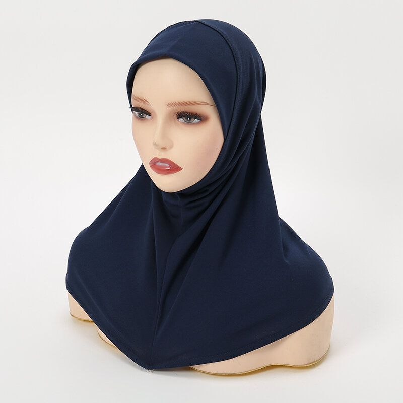Hemp Cotton Muslim Hijab Islamic Solid Women Jersey Turbans Ready to Wear Head Wrap Instant Pinless Turban Neck Cover Hijabs