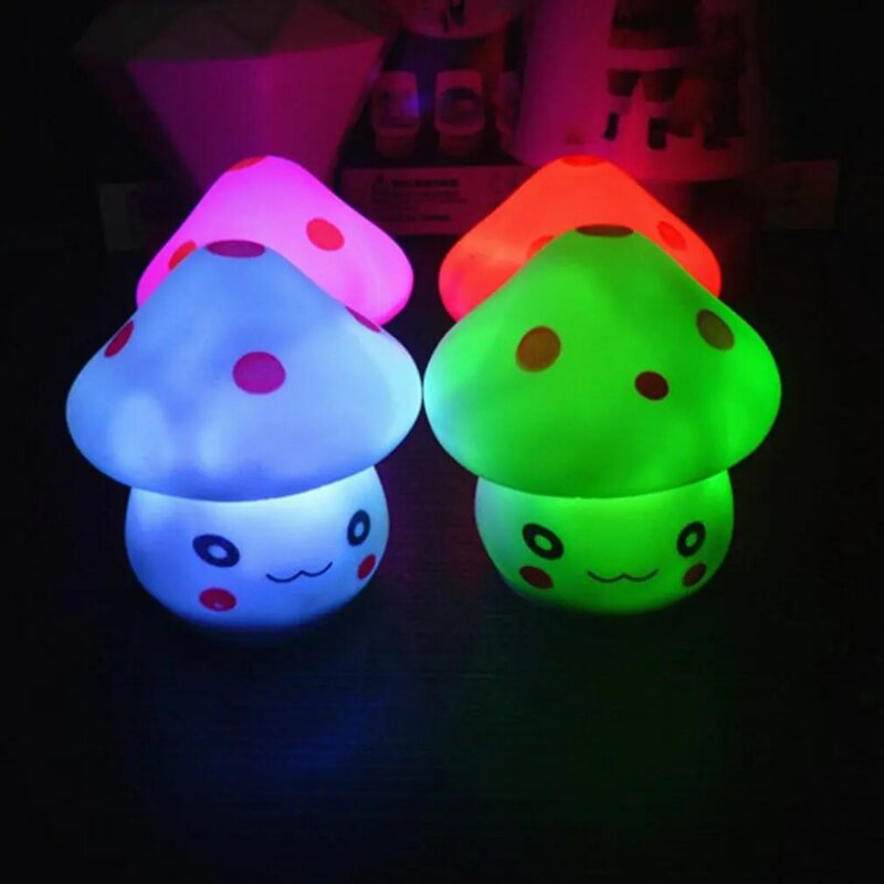 Lâmpada LED com 7 cores mudando, mini luz noturna romântica, forma de cogumelo, luz decoração bonito, shell requintado