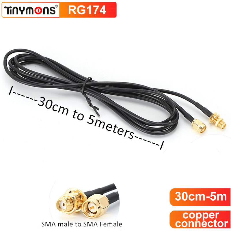 Przedłużacz antenowy RG174 SMA męskie do SMA żeńskie Adapter złącza RF 4G Router wi-fi anteny montaż drutu 1M 2M 3M 5M