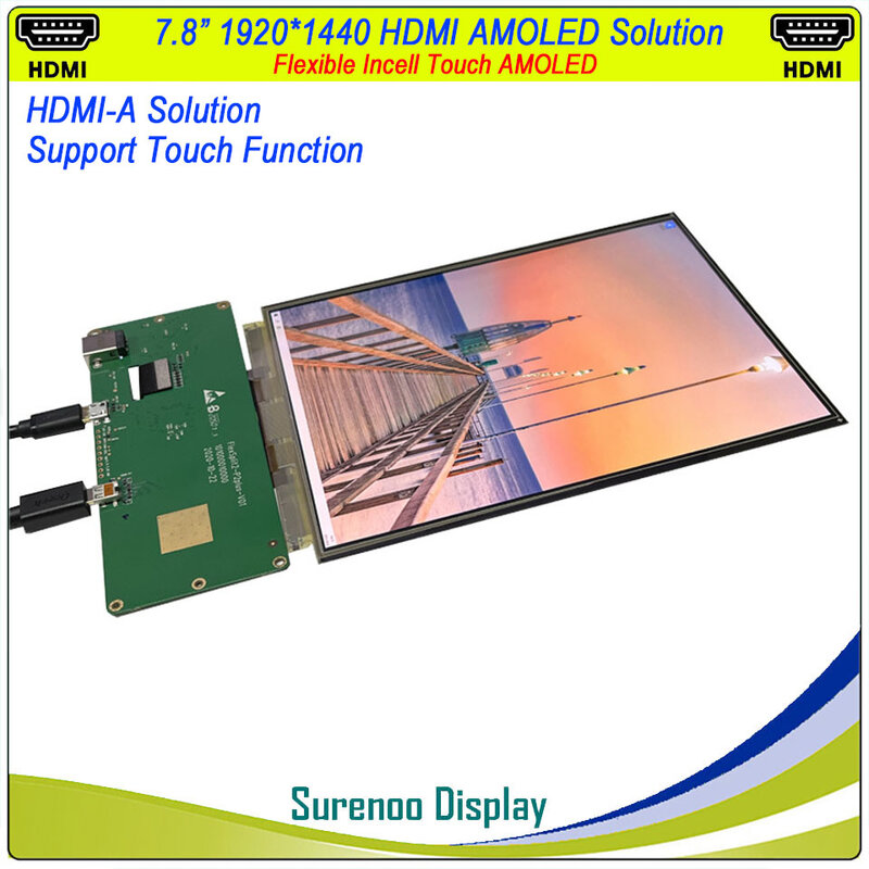 Incell-pantalla OLED Flexible, 7,8 pulgadas, 1920x1440, Compatible con HDMI, Panel táctil capacitivo, pantalla de módulo LCD enrollable AMOLED