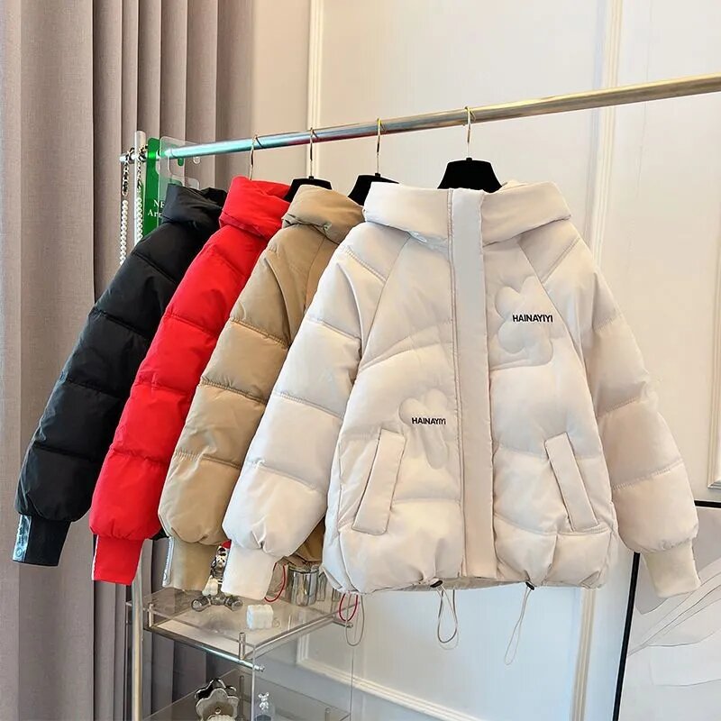 2023 New Women's Coats Parkas Winter Jacket Fashion Hooded Bread Service Jackets Thick Warm Cotton Padded Parka Female Outwear