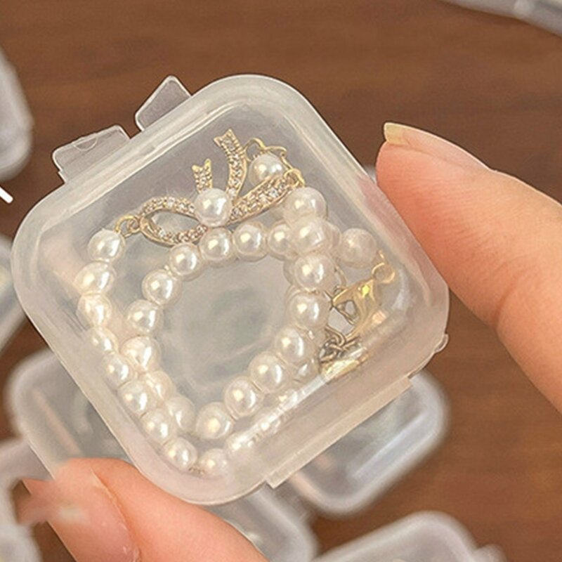 10 Stück leere Klappboxen für Perlen, Mini-Aufbewahrungsbehälter aus durchsichtigem Kunststoff, Box mit Klappdeckel,