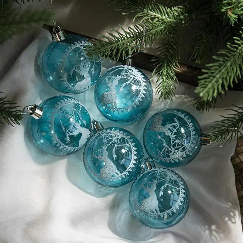 Bolas De Natal Fillable Transparentes, Enfeites De Bola Clara, Decorações De Árvore De Natal Pintado, 6pcs