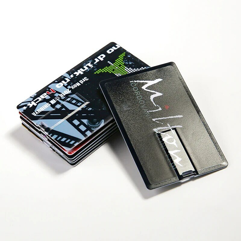 Logotipo personalizado Cartão de Crédito USB Thumb Drive, presente de casamento, Flash Memory Stick, seu logotipo, ambos os lados Impressão, 4GB, 8GB, 32GB, 64GB