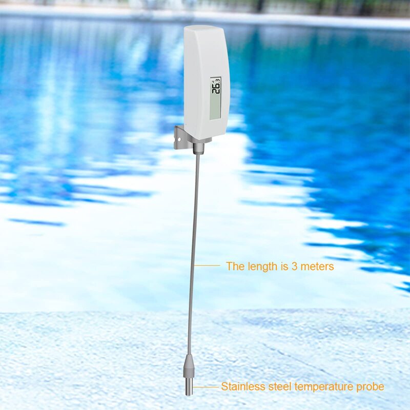 Ecowitt WN34L ดิจิตอลสระว่ายน้ำเทอร์โมมิเตอร์พร้อมจอ LCD จอแสดงผลกันน้ำอุณหภูมิน้ำ Sensor,ติดตั้งง่าย,10ft สาย Sensor